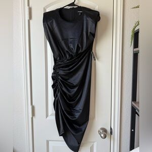 Express Black Asymmetrical Ruched Dress